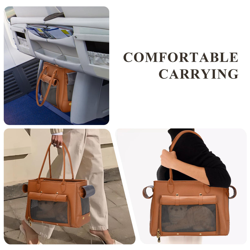 Minsong fashion pet carrier purse built-in leash enhances security