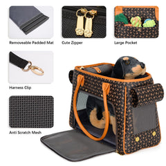 Minsong fashion pet carrier purse coffee interior with roomy space for small animals