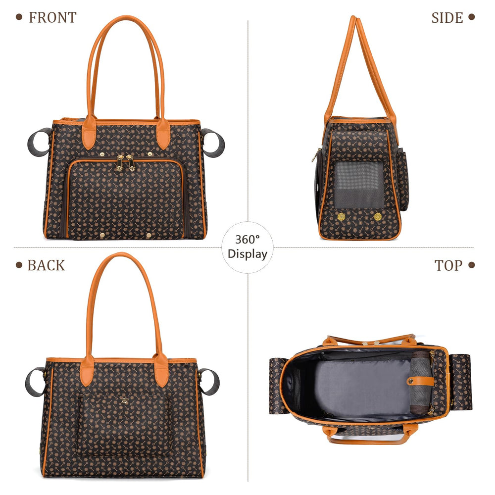Minsong fashion pet carrier purse coffee built-in leash inside to prevent escapes