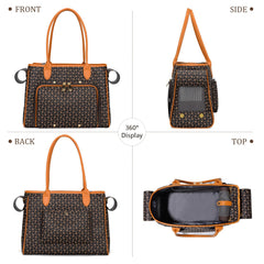 Minsong fashion pet carrier purse coffee built-in leash inside to prevent escapes