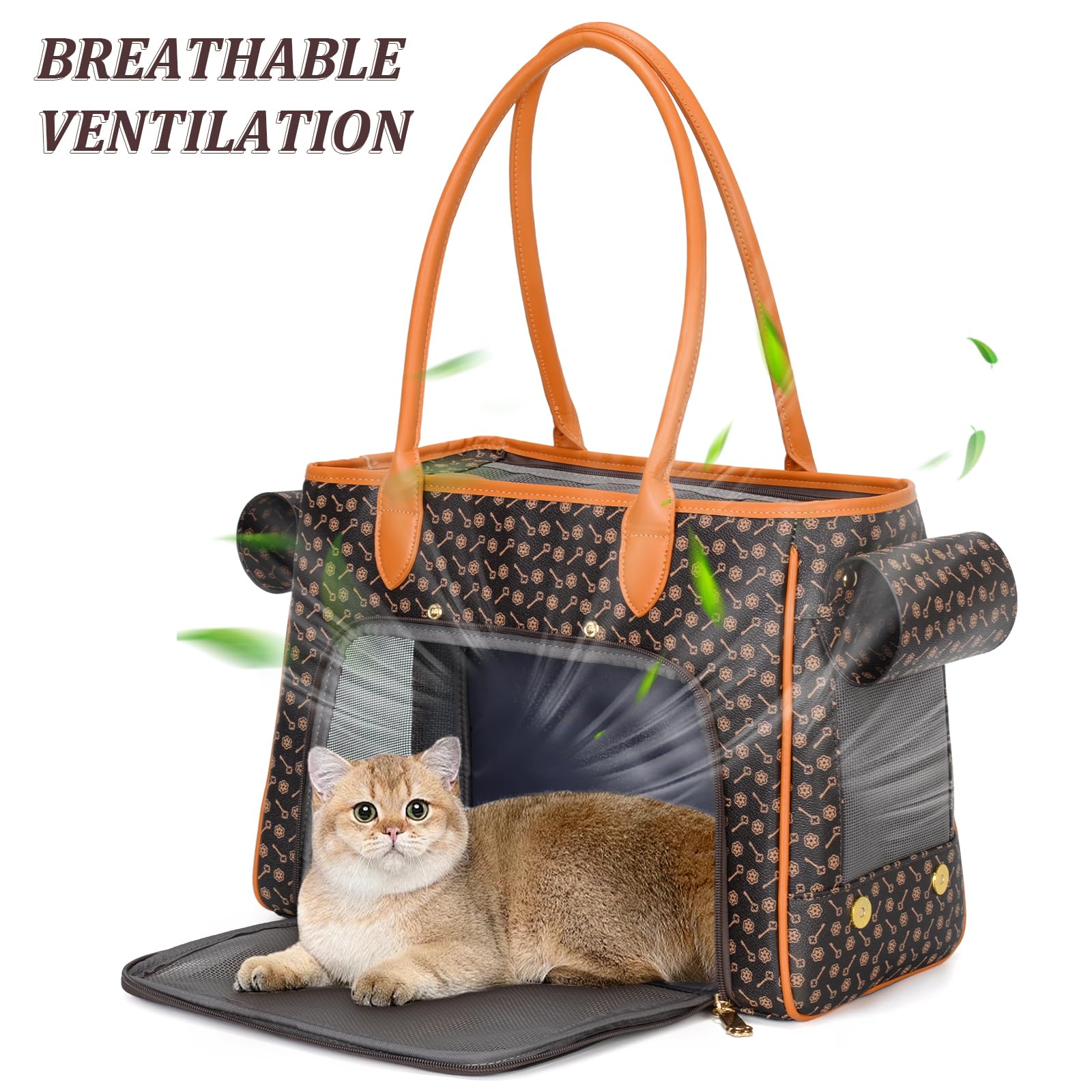 Minsong fashion pet carrier purse coffee large pockets for treats and toys