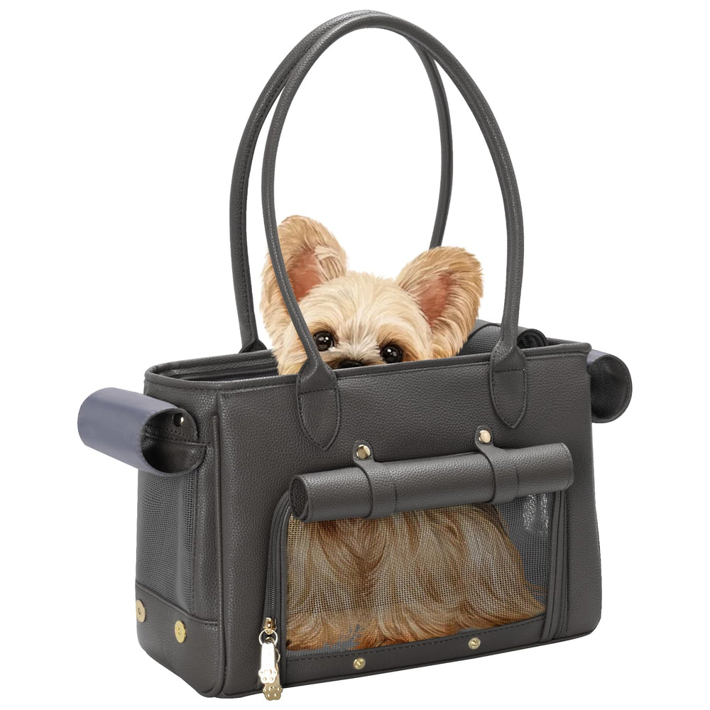 Minsong fashion pet carrier purse front view shows chic design for on-the-go comfort.