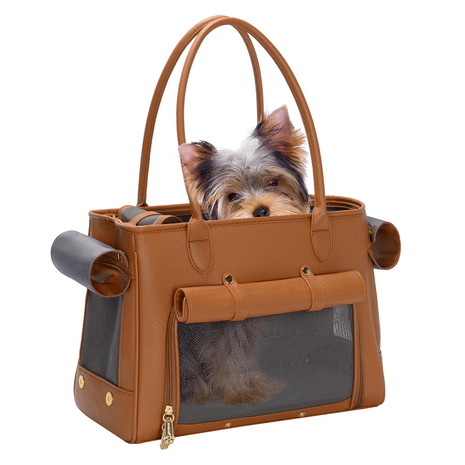 Minsong fashion pet carrier purse side view for stylish, secure transport