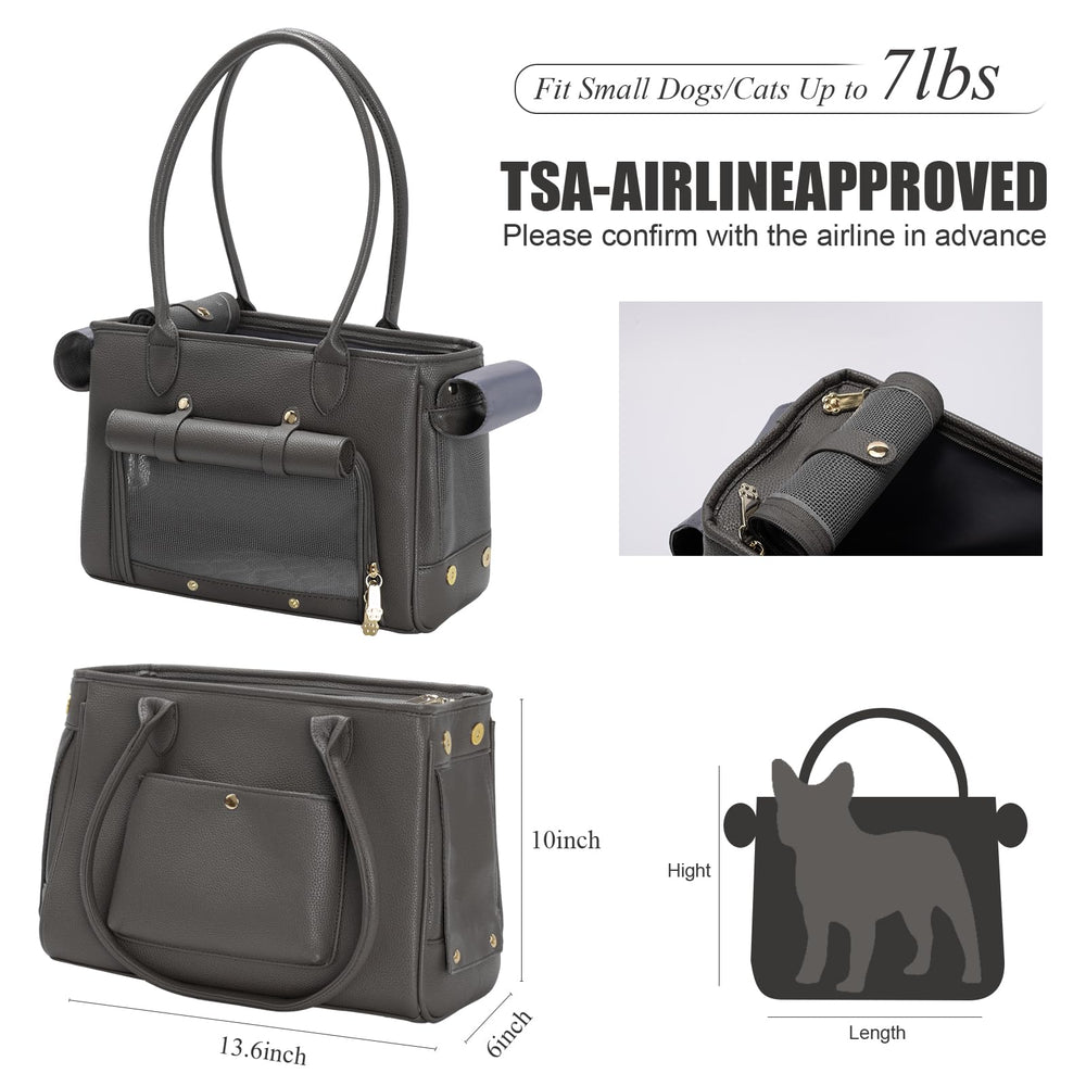 Minsong pet carrier purse side view highlights durable PU leather and versatile styling.