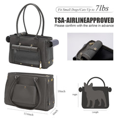 Minsong pet carrier purse side view highlights durable PU leather and versatile styling.