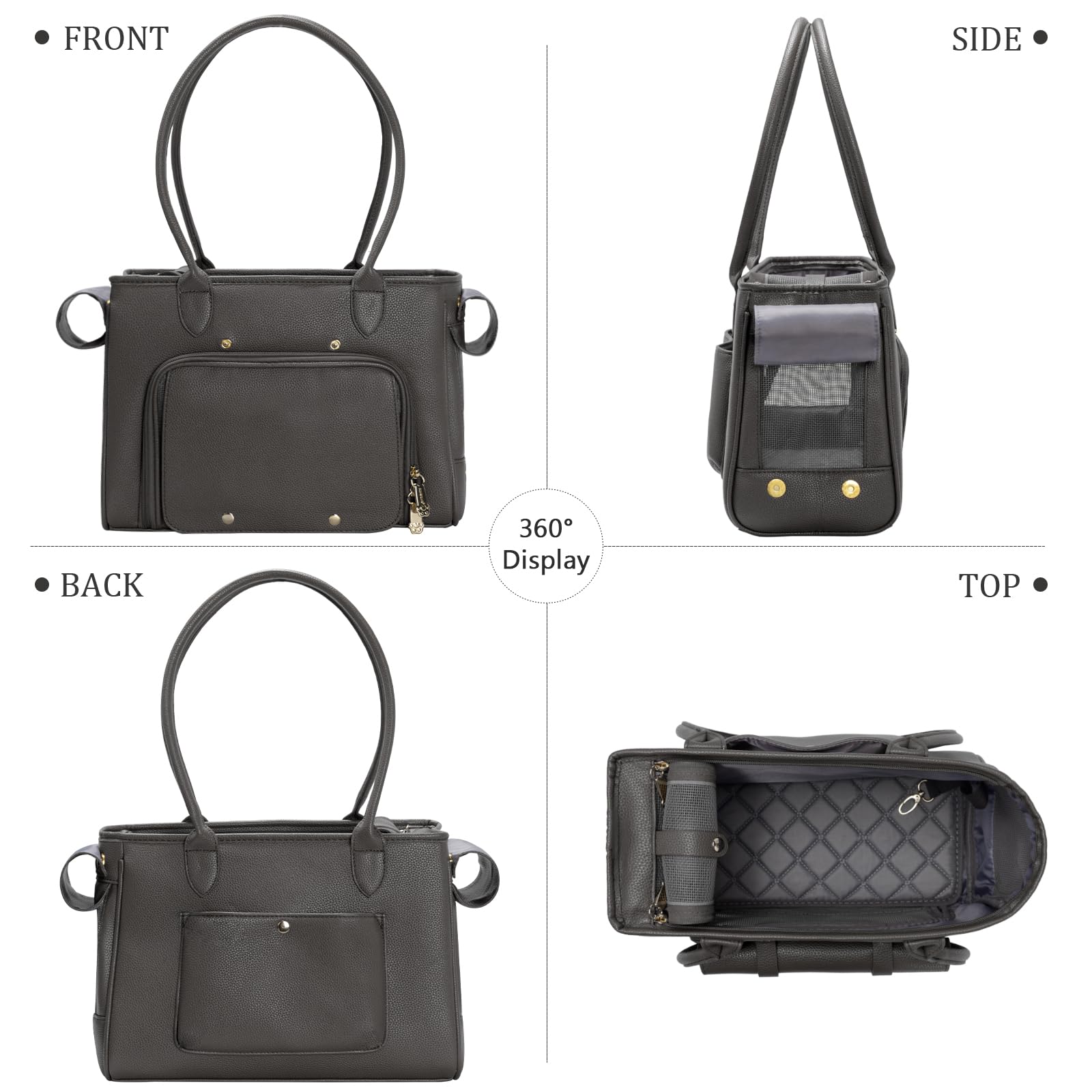 Minsong carrier top opening enables easy pet entry while keeping hands free.