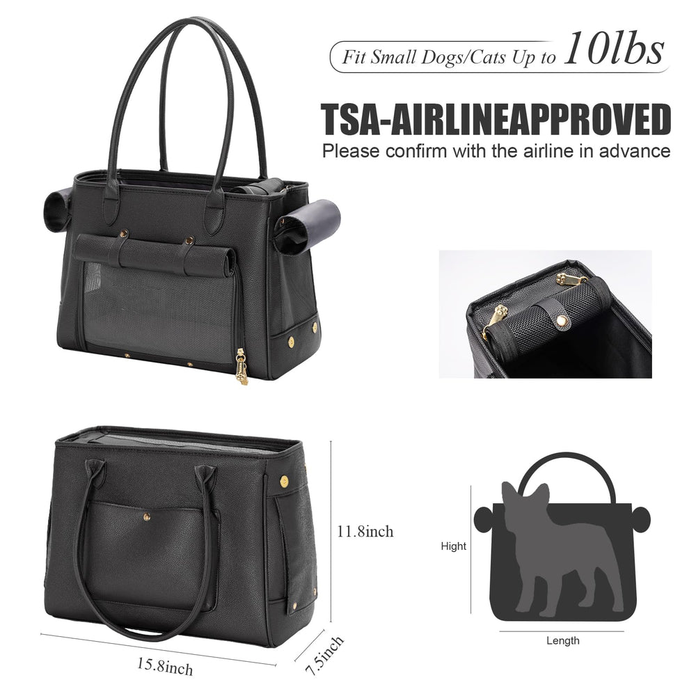 Minsong fashion pet carrier side view shows breathable mesh and spacious interior