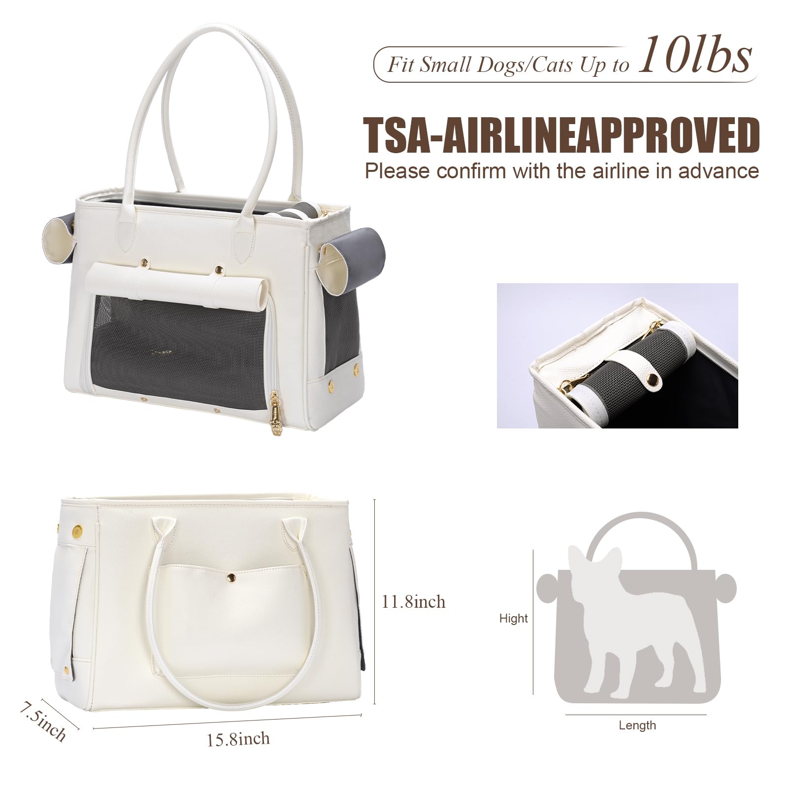 Minsong fashion pet carrier side view highlighting spacious interior for small pets