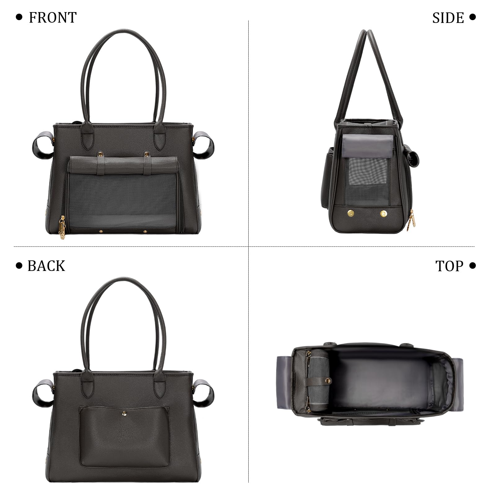 Minsong fashion pet carrier top opening view with dual entry for easy access