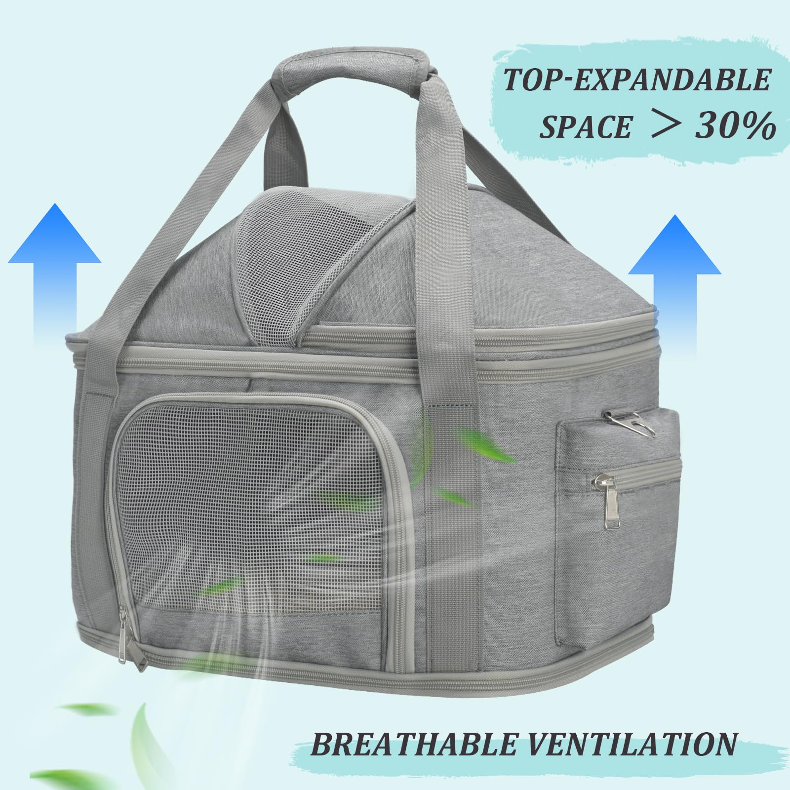 Minsong pet carrier foldable soft-sided bed option folds compactly for storage.