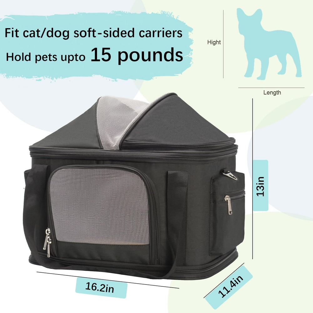Minsong softside carrier black side view shows vegan leather durability.