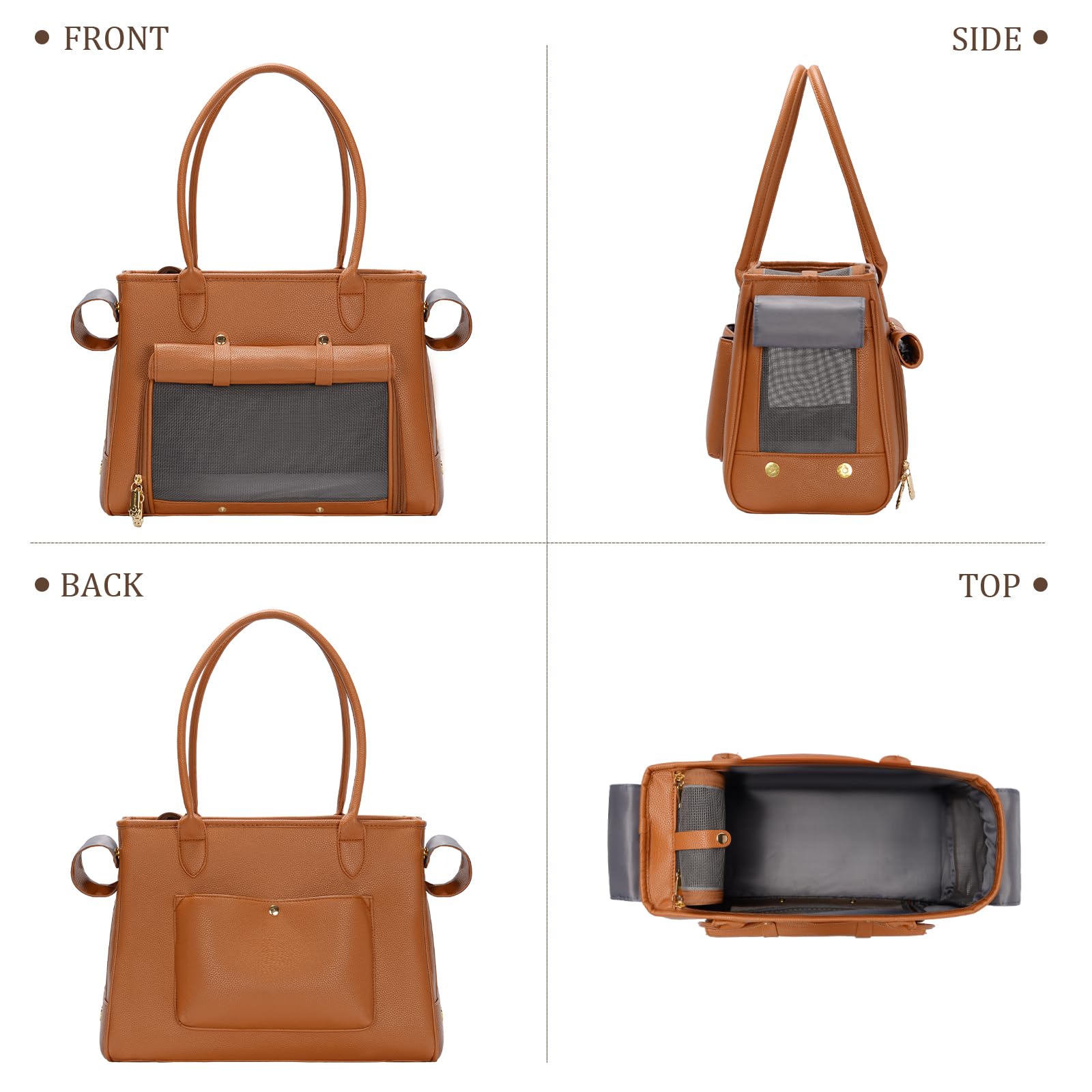 Minsong pu-soft-sided tote interior space for comfortable small-pet travel