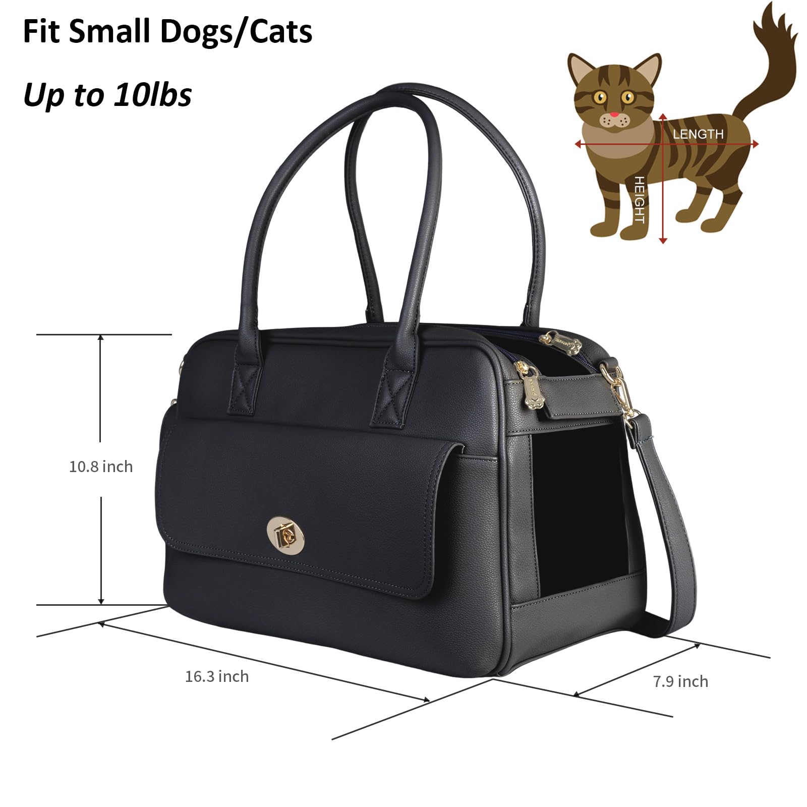 Minsong soft-sided carrier front pocket stores treats and toys.