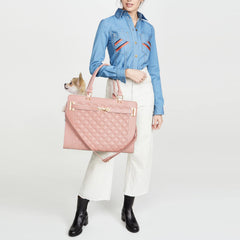 Minsong soft-sided PU leather carrier interior provides padded comfort during travel.