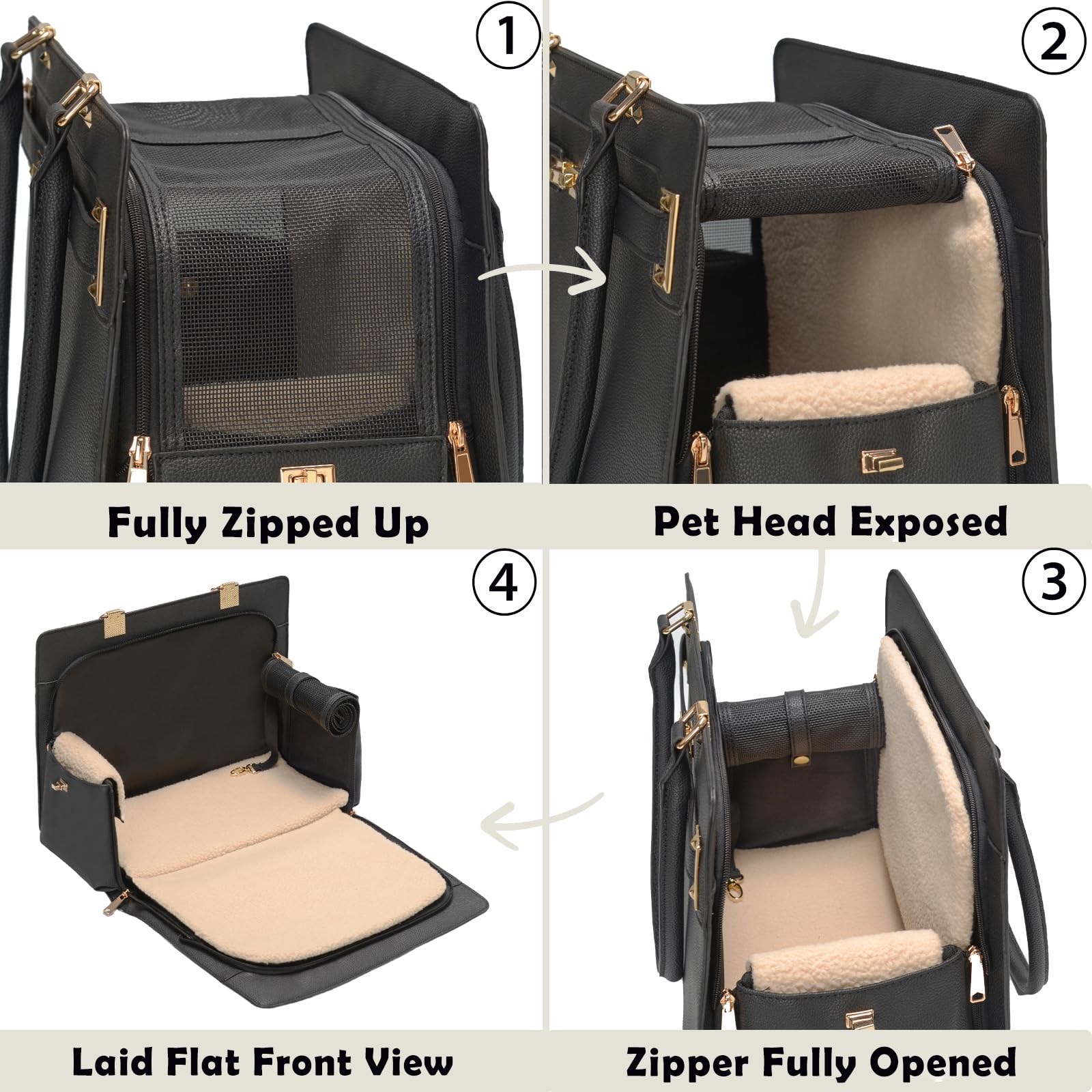 Minsong vegan leather dog purse carrier is water-resistant for stylish everyday use