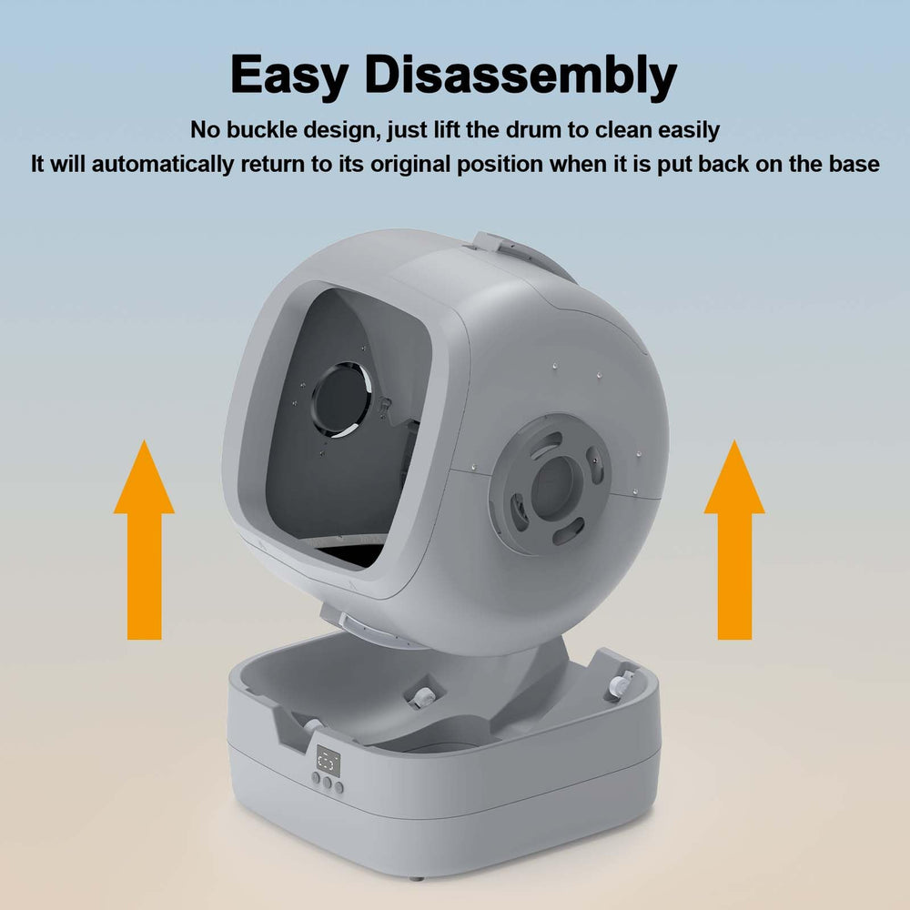 Mintakawa anti-pinch safety feature protects paws during cycles.