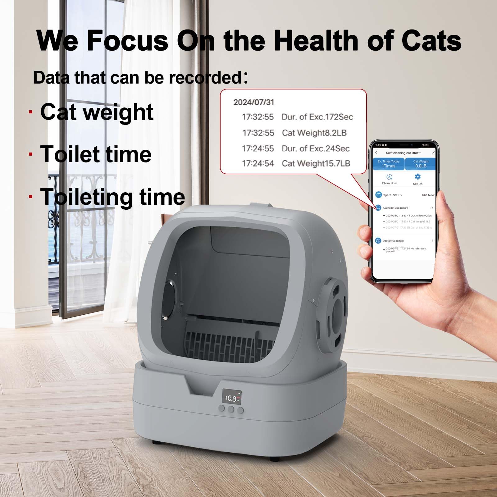 Mintakawa app-control litter box enables remote monitoring via smartphone.