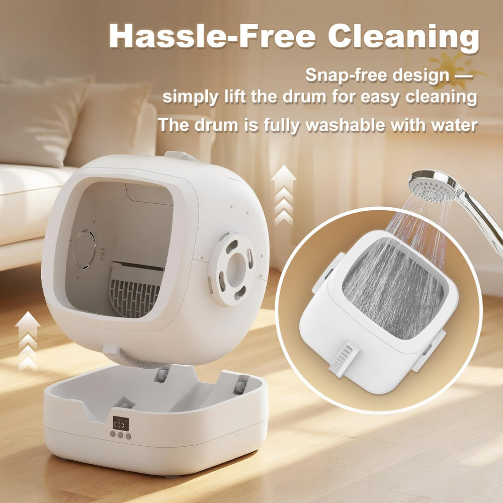 Mintakawa litter box assembly guide photo showing 30-minute setup.