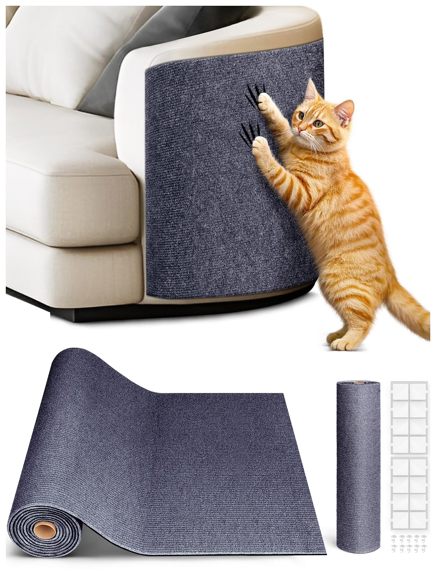 Minyii 2PCS scratch mat coverage protects furniture while giving cats space to scratch