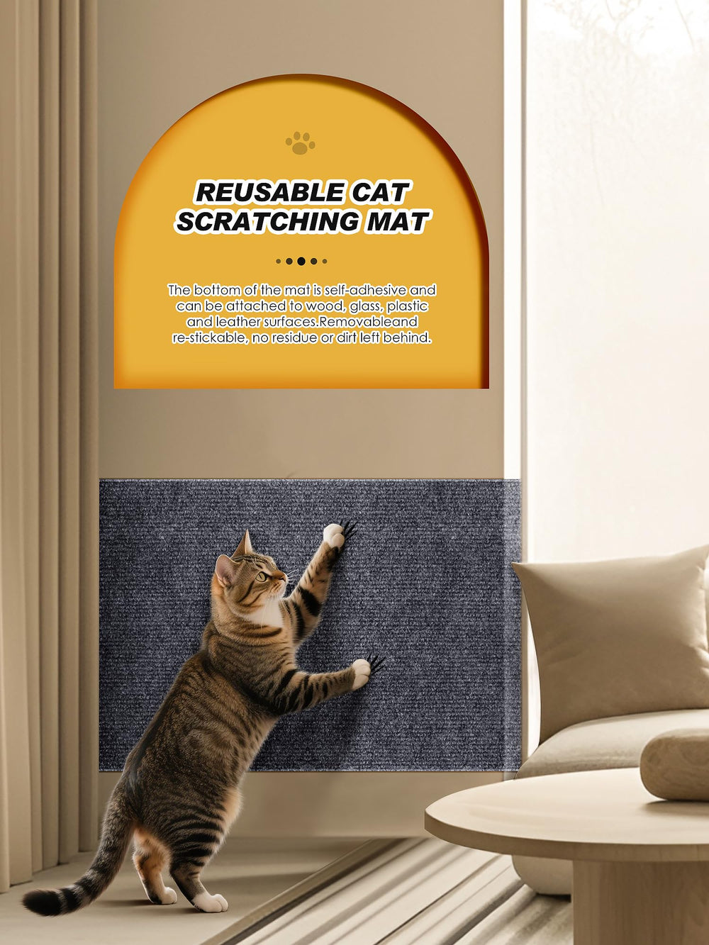 Minyii cat-friendly versatile solution works on shelves, posts, and sofas