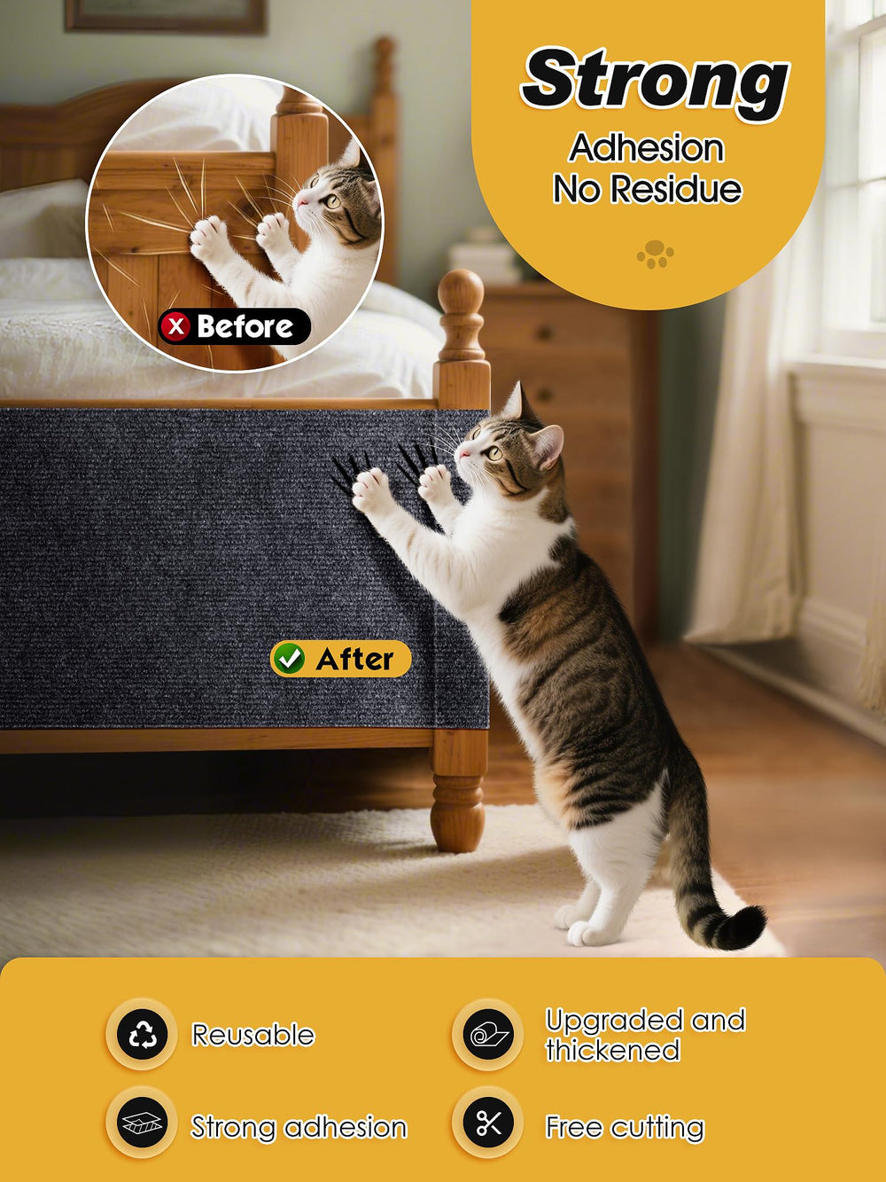 Minyii peel-and-stick installation ensures secure placement on walls or furniture