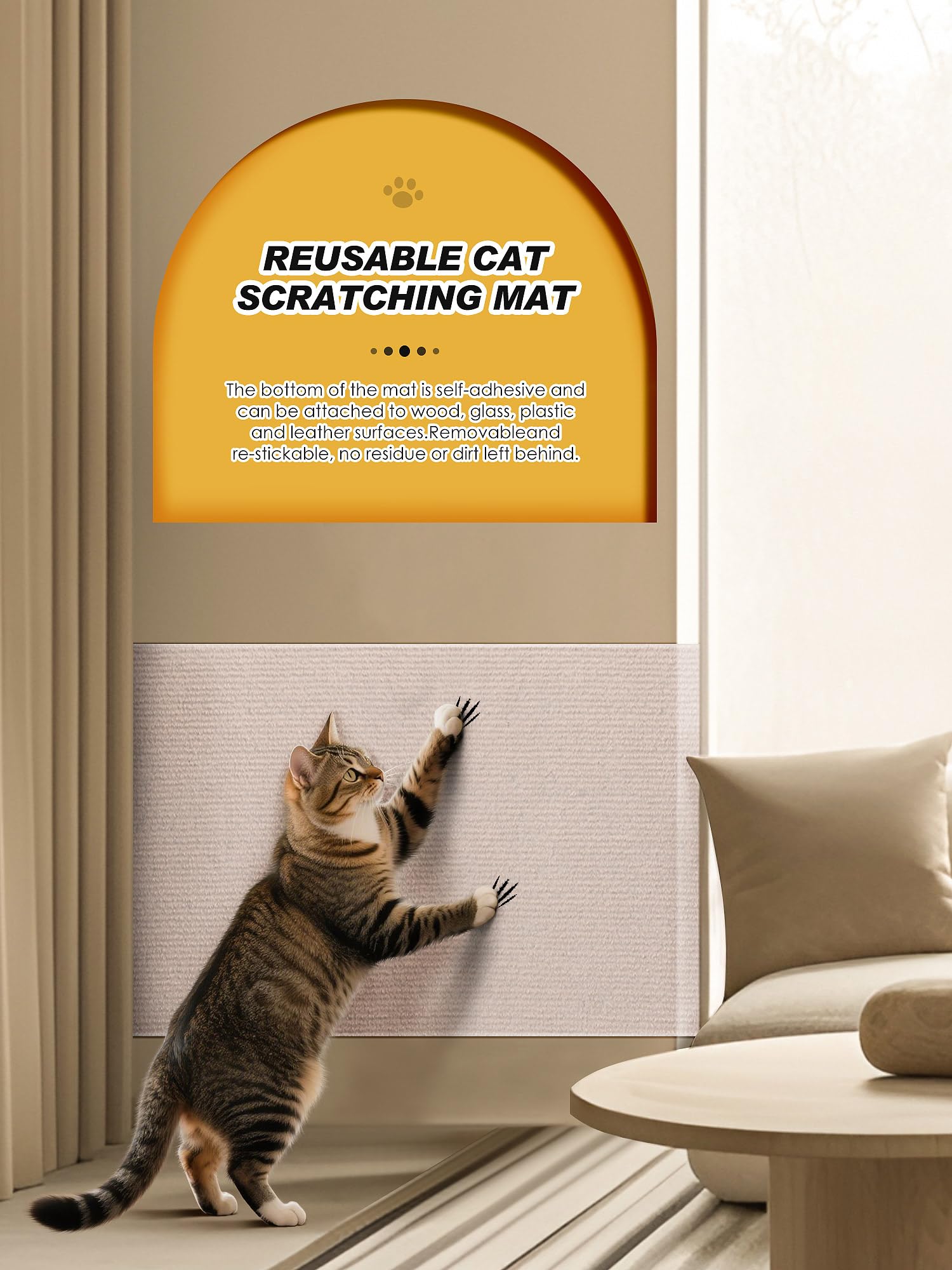 Minyii scratch mat includes eco-friendly adhesive and optional screws for secure hold.