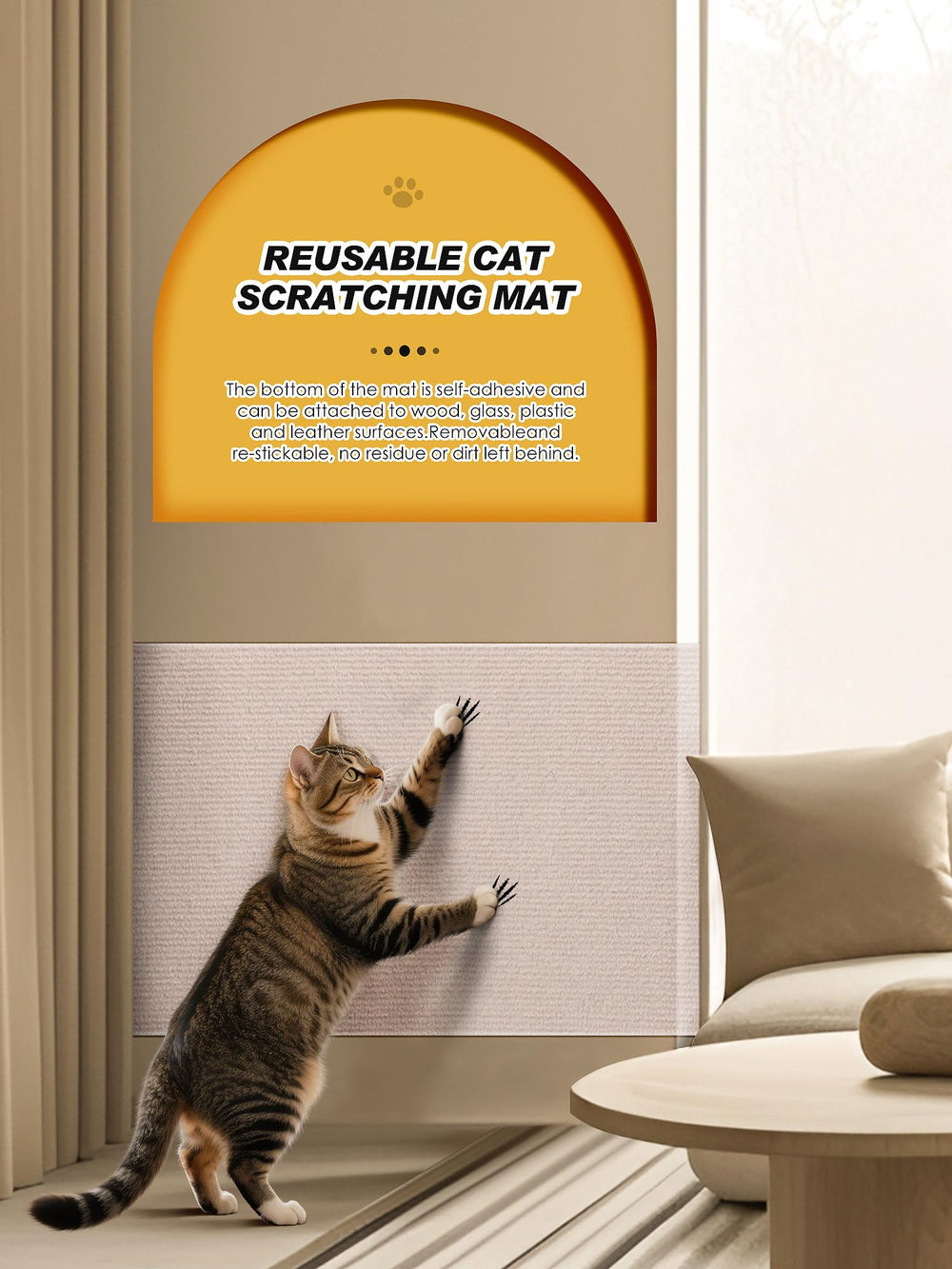 Minyii scratch mat includes eco-friendly adhesive and optional screws for secure hold.