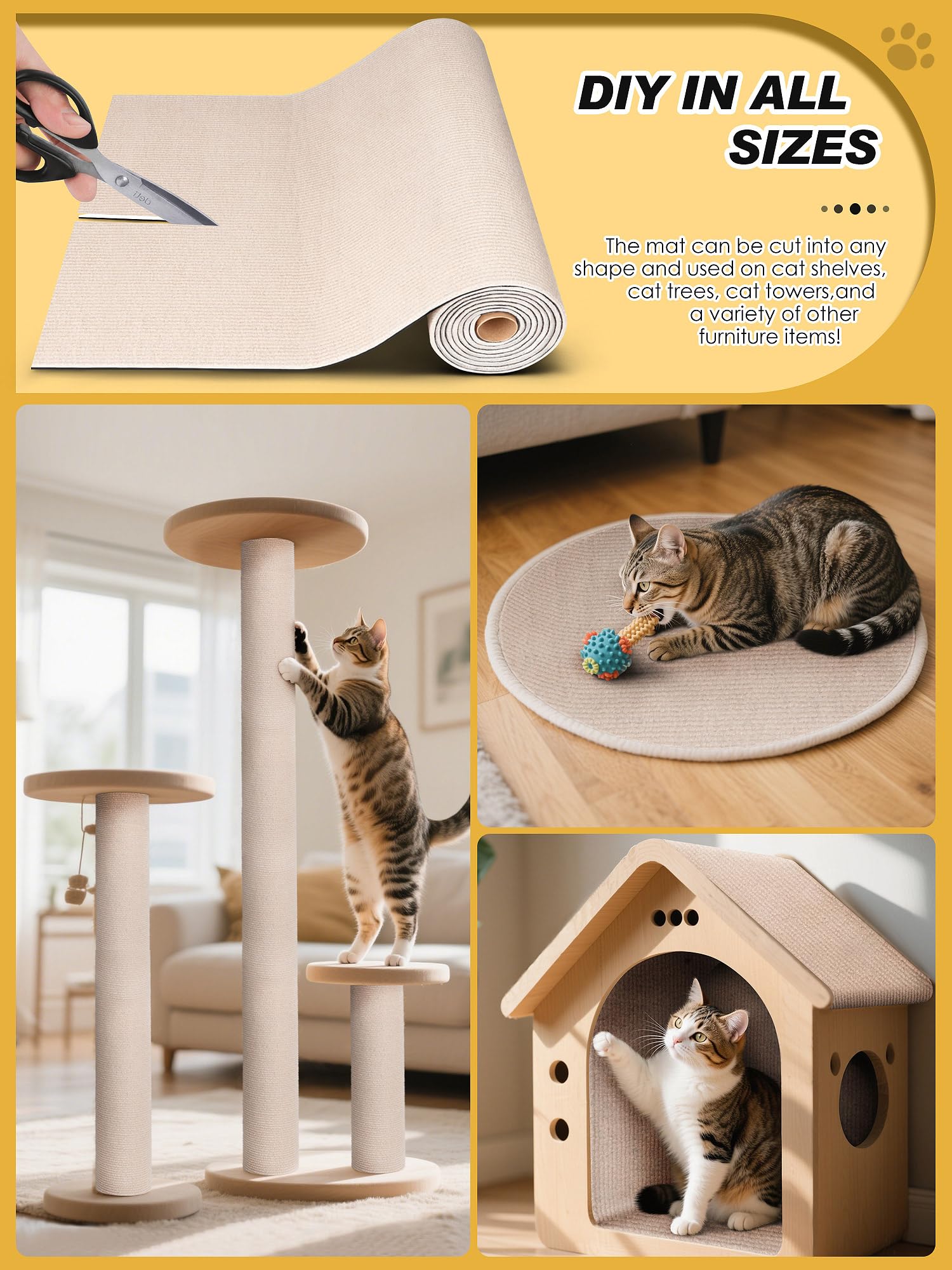 Minyii scratch mat on a sofa offers protection during play and scratching.