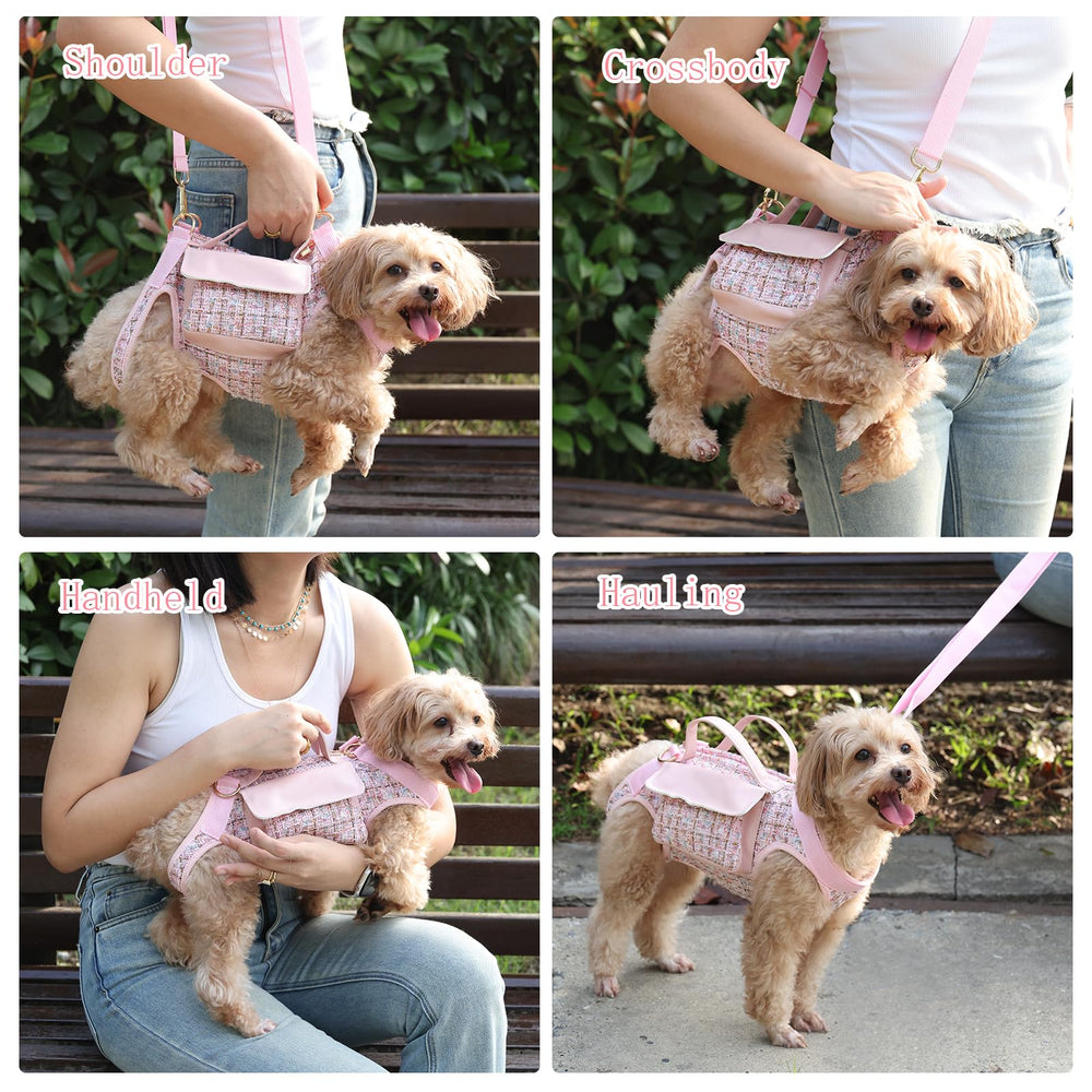 Mioboot backpack carrier pink-strap view demonstrates hands-free portability for travel.