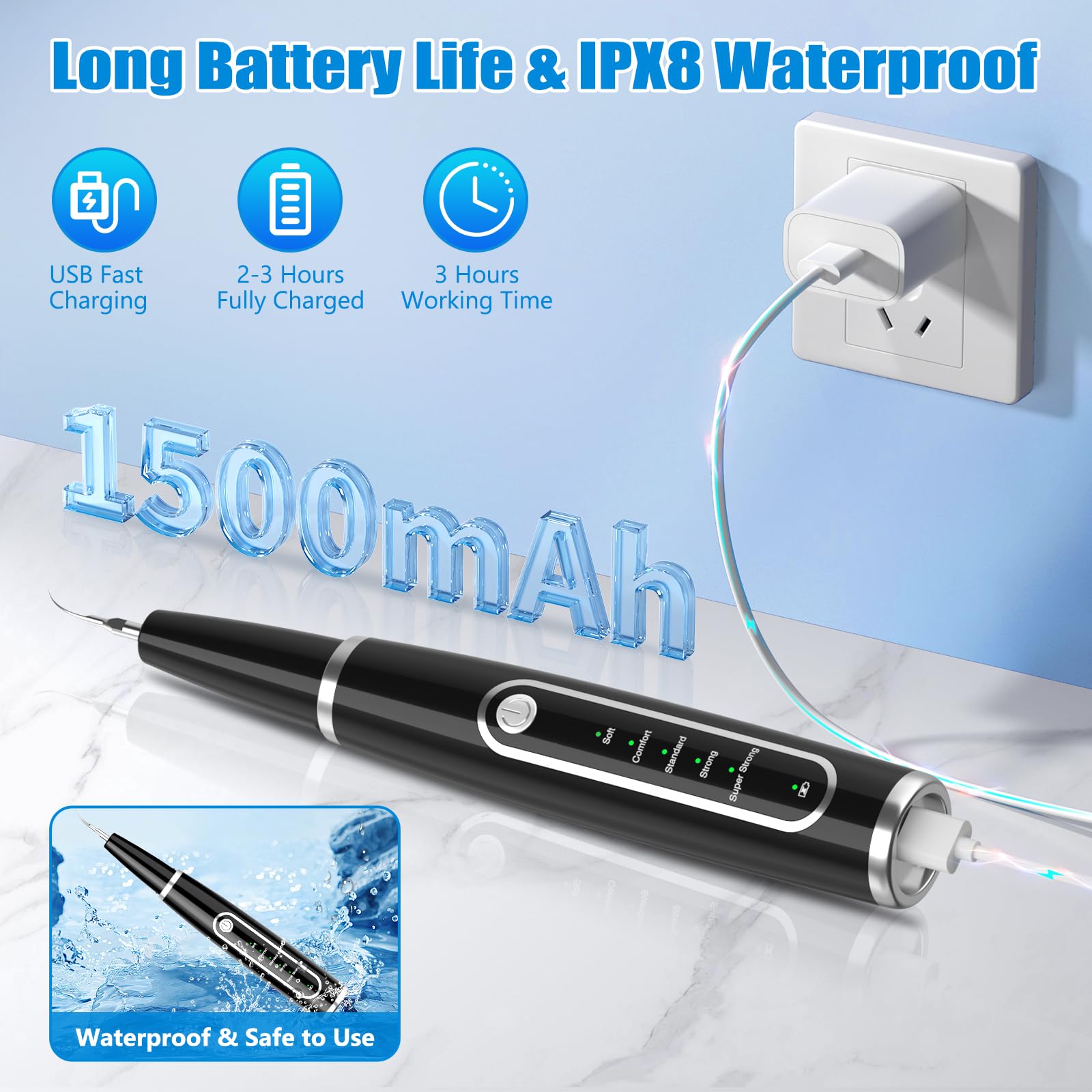 MIONJO dog tartar remover USB-C charging for quick, flexible power on demand.