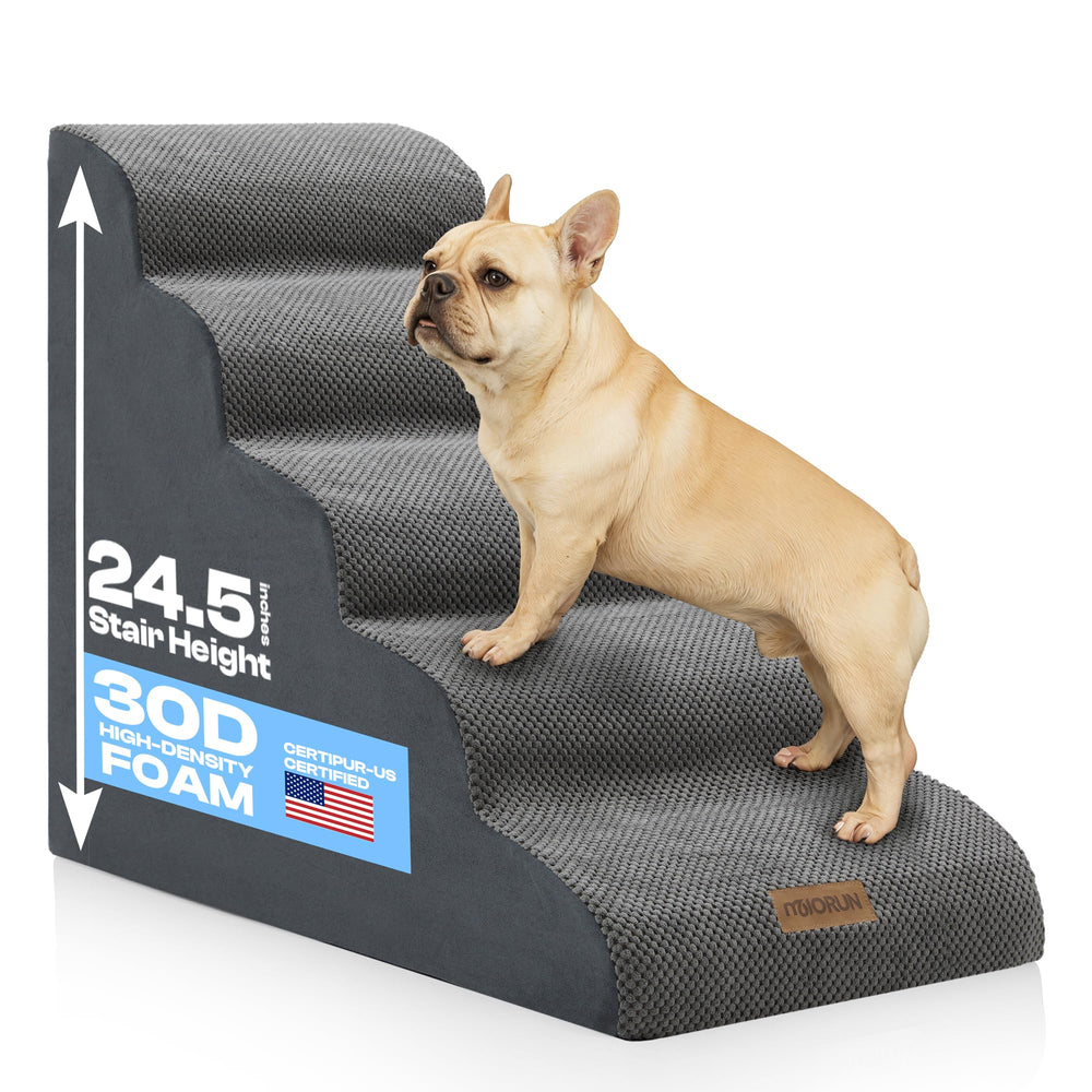 Miorun 5-Step Curved Dog Stairs front view enables easy access to high beds.