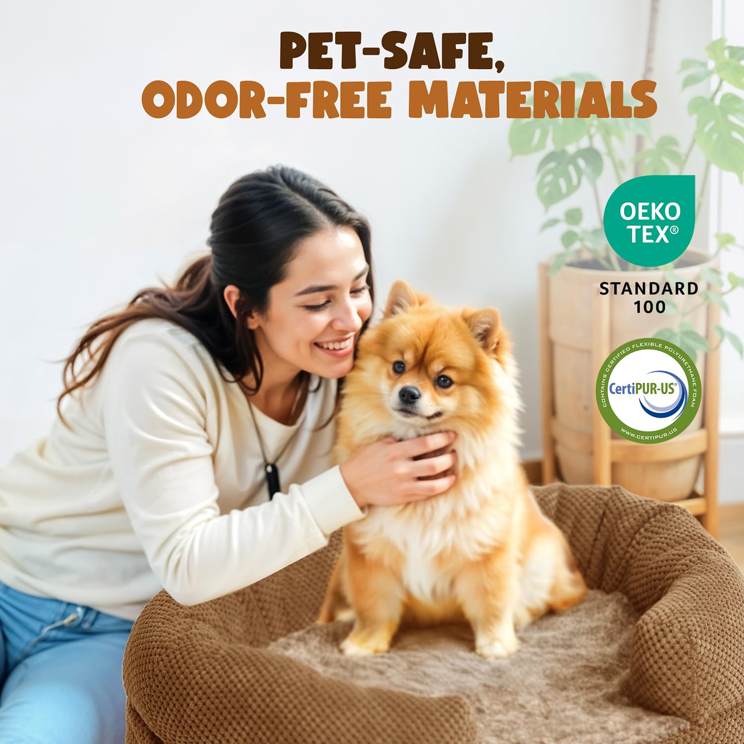Miorun anti-anxiety dog bed bolster sides for cozy snuggle