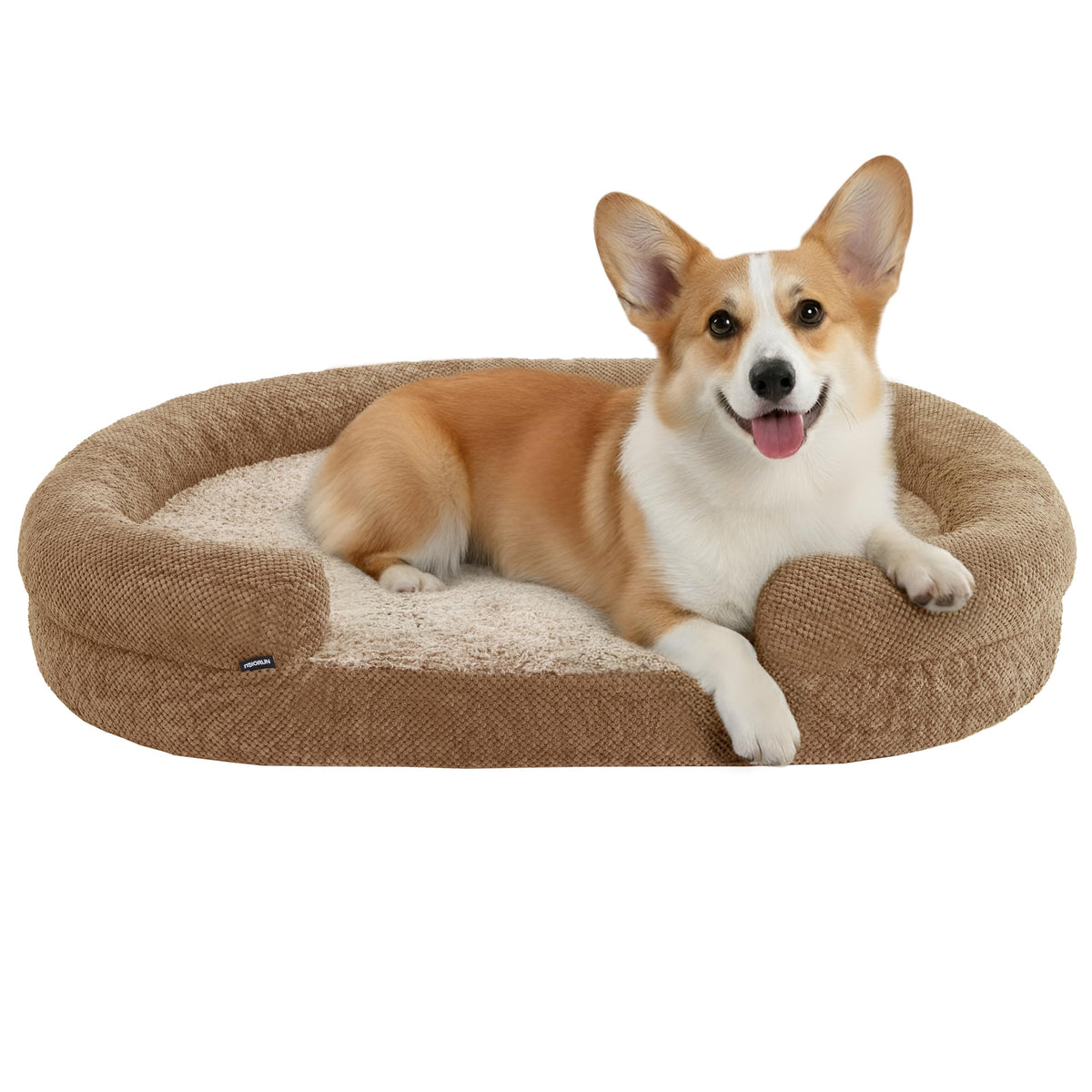 Miorun anti-anxiety dog bed round egg crate camel 35 cover for easy cleaning