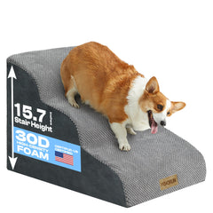 Miorun dog stairs foam side view showing safe bed access for seniors