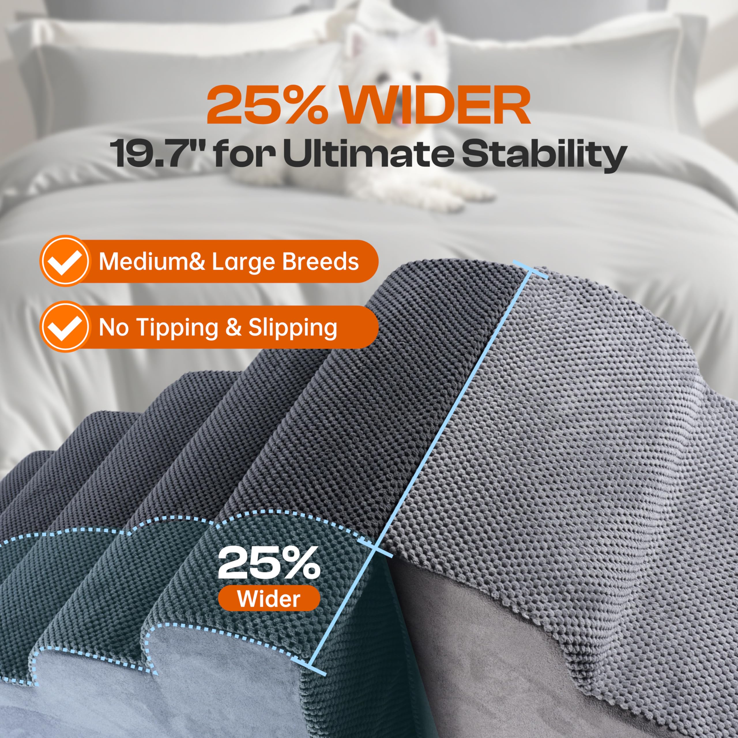 Miorun foam-core dog stairs showing high-density support up to 80 lbs.