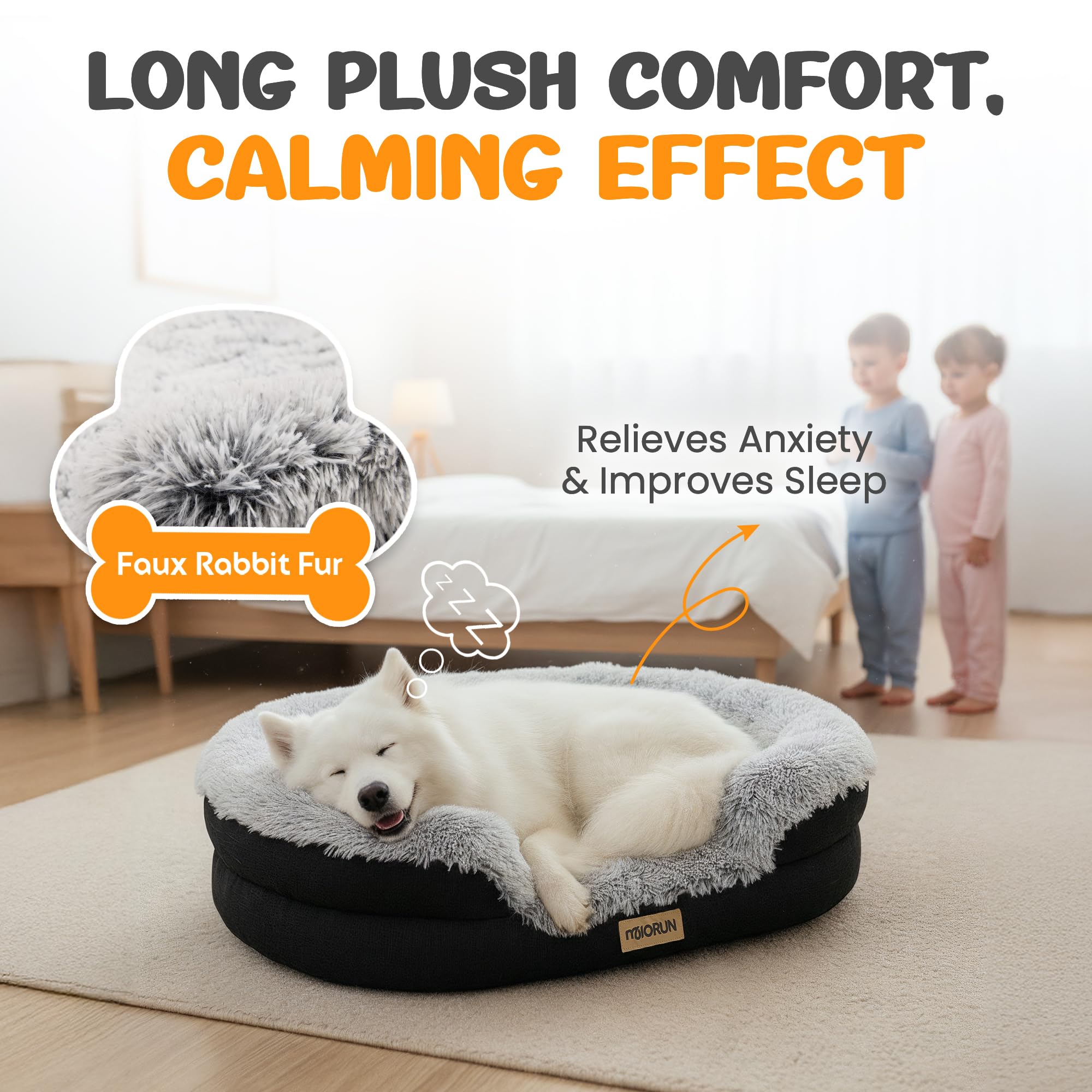 Miorun fluffy-bed-in-living-room-use fits modern spaces as a cozy pet sofa