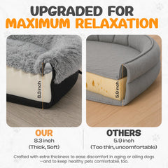 Miorun fluffy orthopedic dog bed bouclé fabric delivers durable style for modern living spaces.