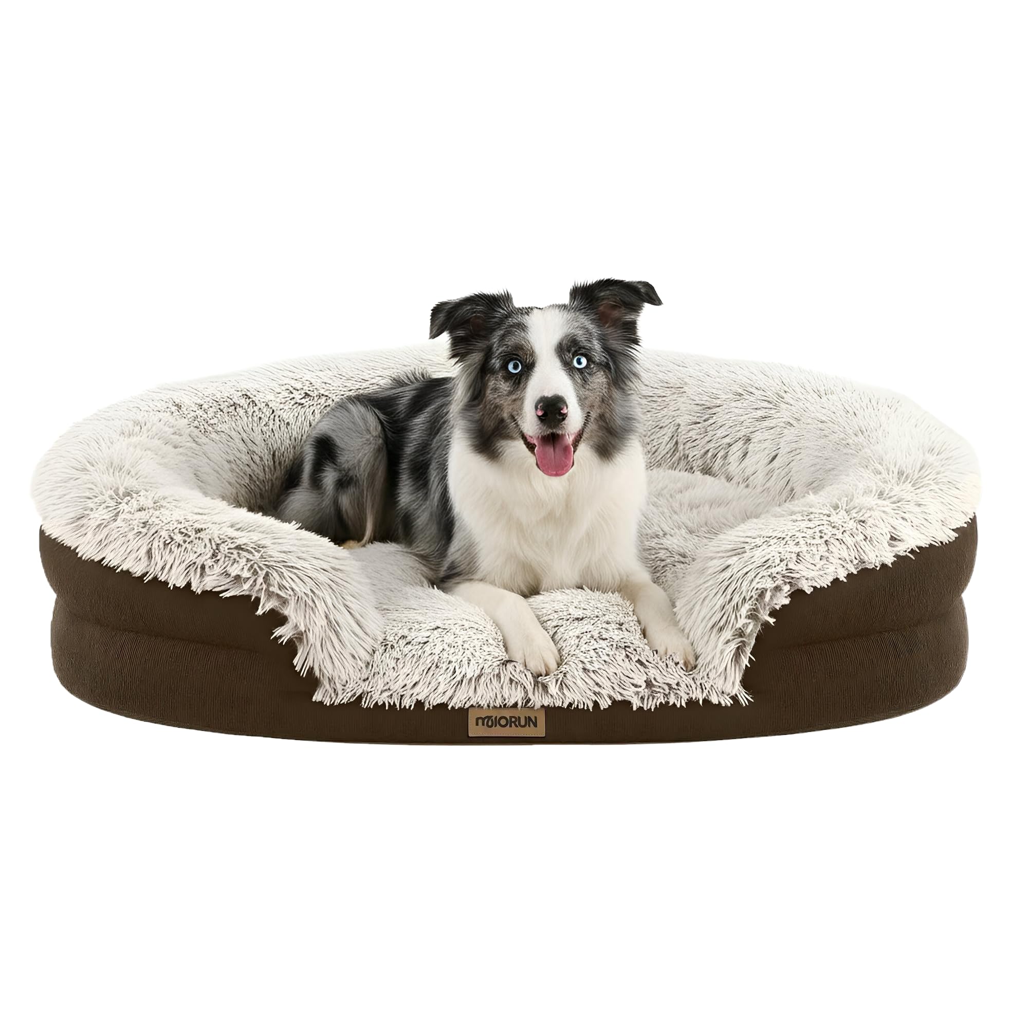 Miorun fluffy-orthopedic-dog-bed cozy bouclé cover enhances comfort.