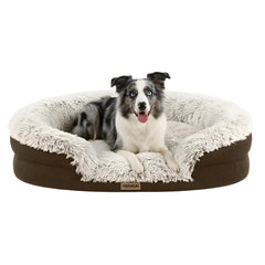 Miorun fluffy-orthopedic-dog-bed cozy bouclé cover enhances comfort.