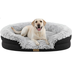 Miorun fluffy orthopedic dog bed front view showing plush surface for cozy naps.