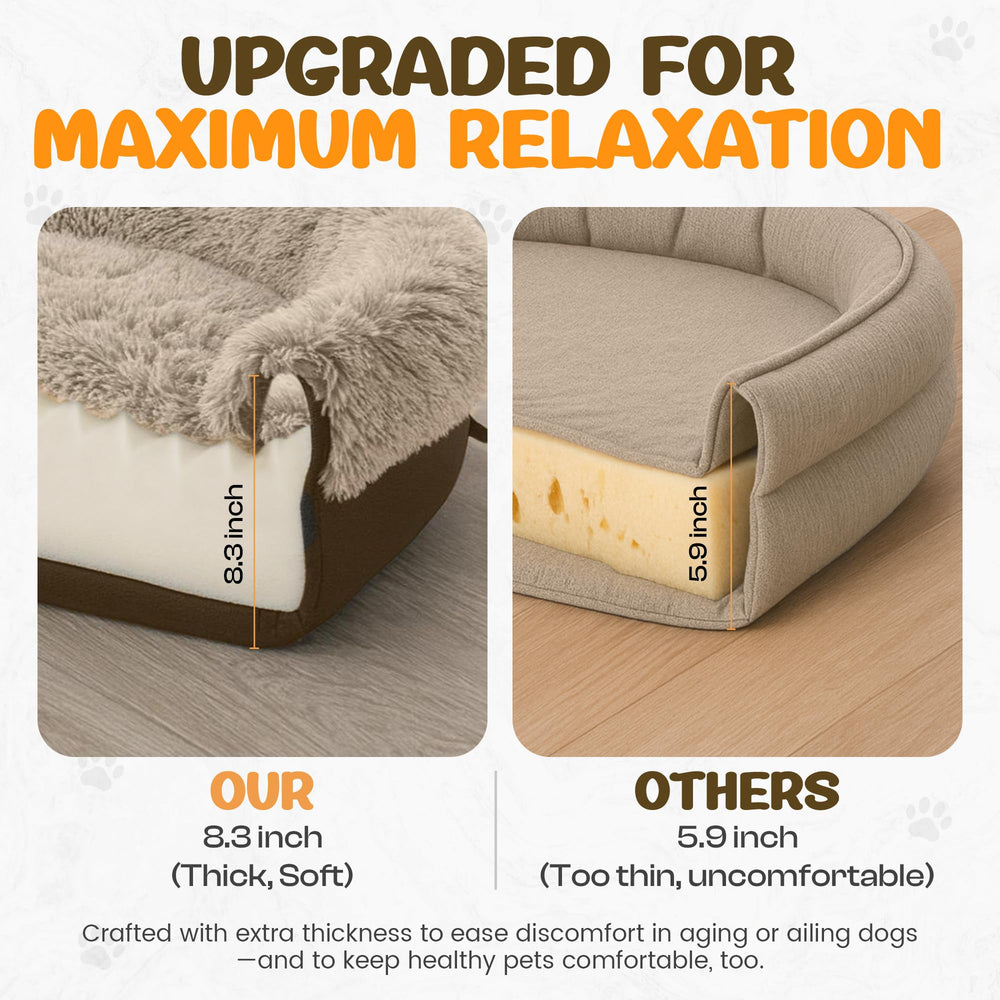 Miorun fluffy orthopedic dog bed oval coffee removable washable cover for easy cleaning