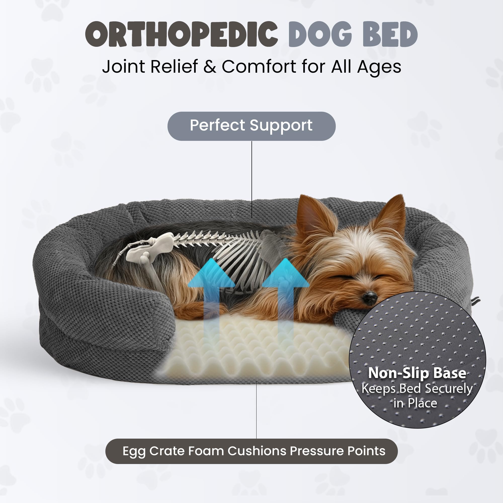 Miorun orthopedic dog bed 35-inch oval non-slip base keeps bed steady