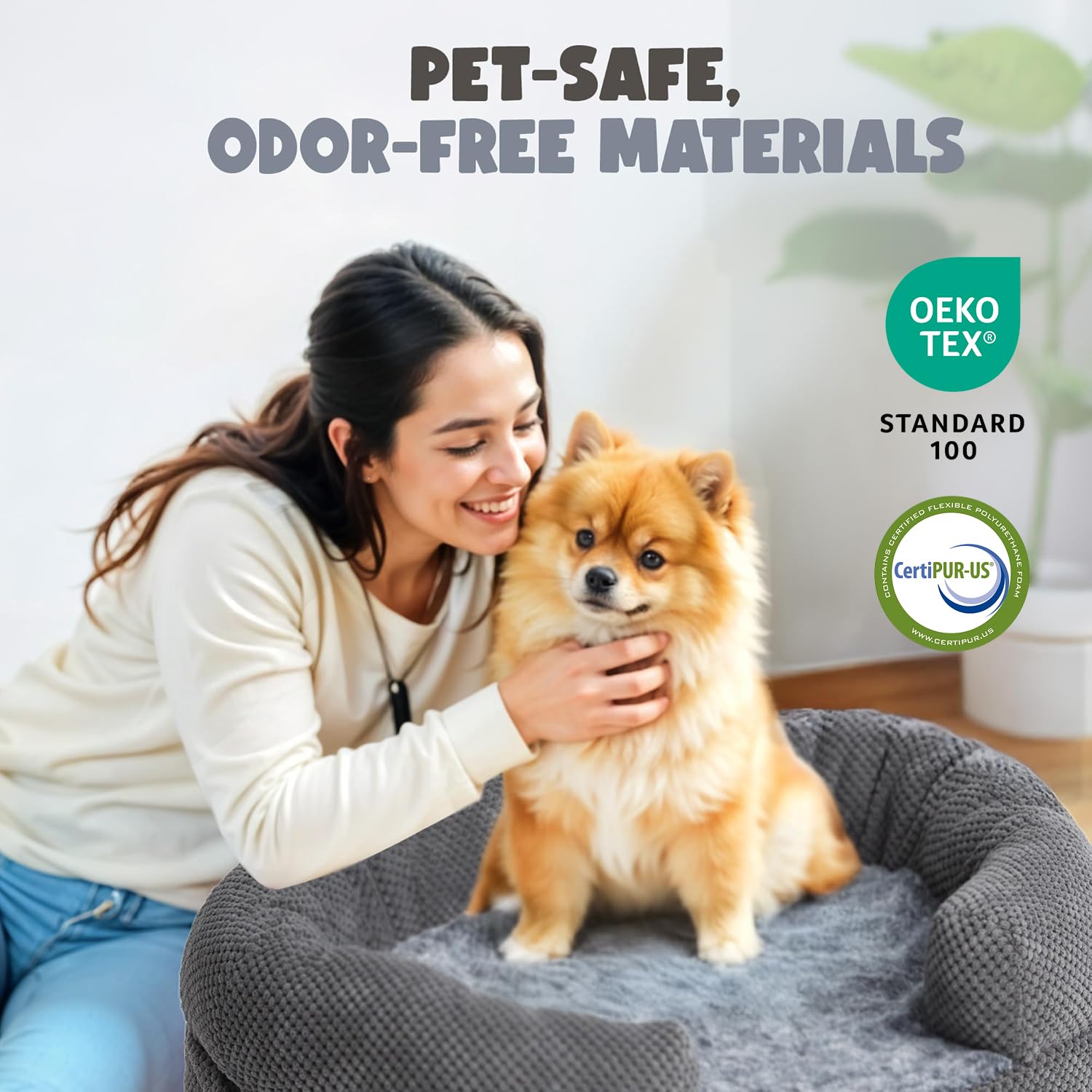 Miorun orthopedic dog bed 35-inch oval washable cover in action