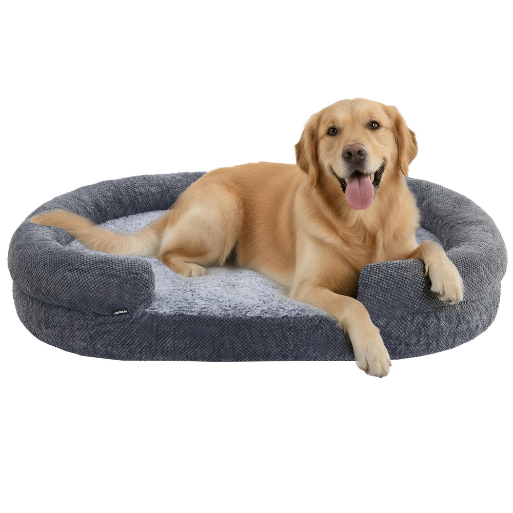 Miorun orthopedic dog bed top view shows 43-inch size for comfortable resting.