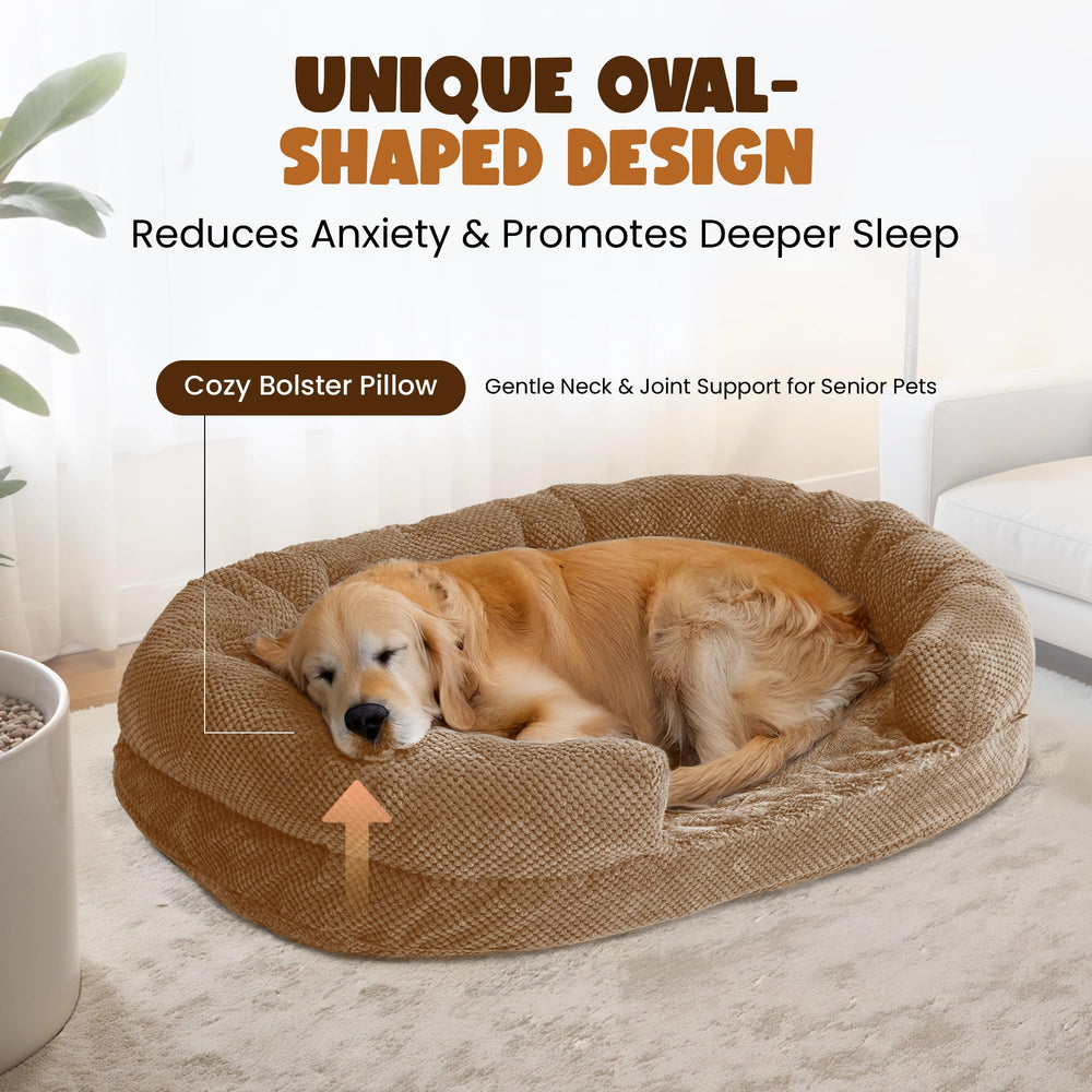 Miorun bed camel low-cut entrance enables easy in-and-out for aging or shy dogs.
