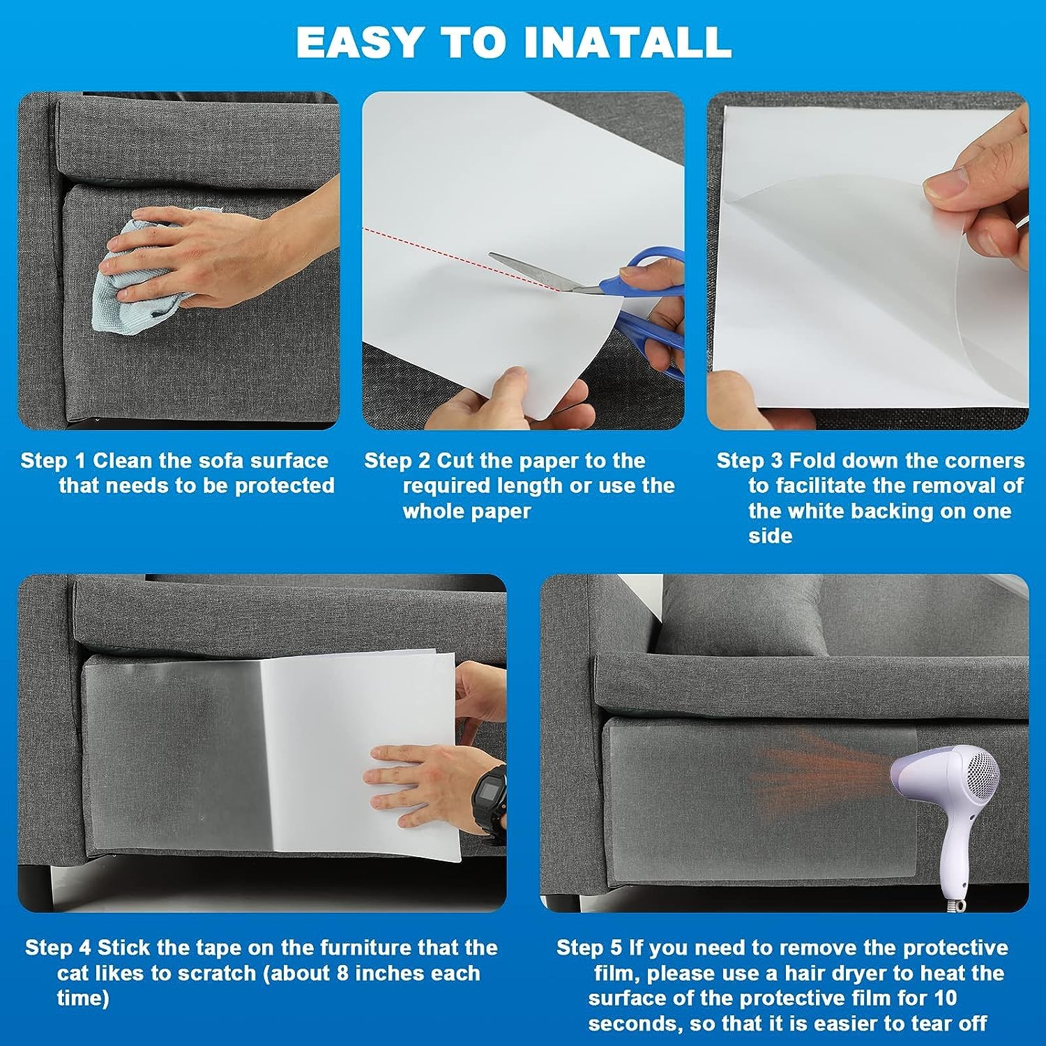 Mioule cut-to-size protector adapts to irregular sofa shapes and edges.