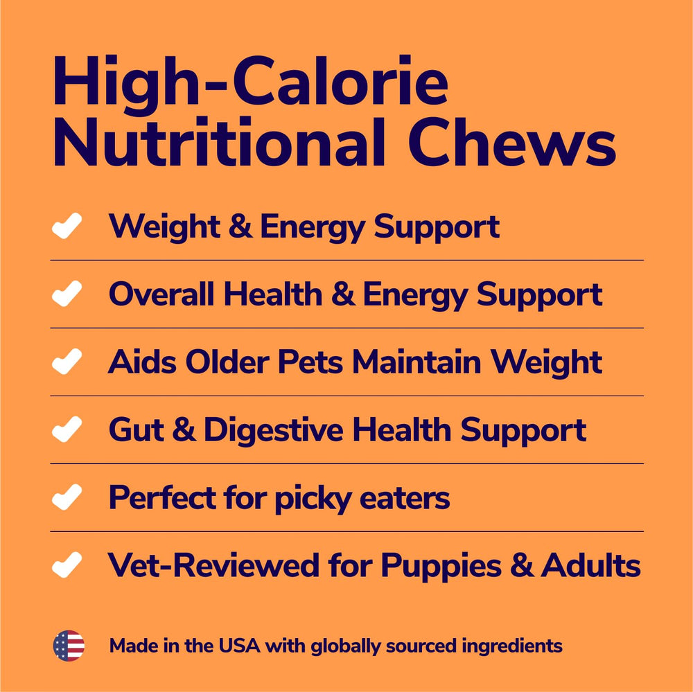 Miracle Vet dog weight gainer chews serving portion shows measured daily serving