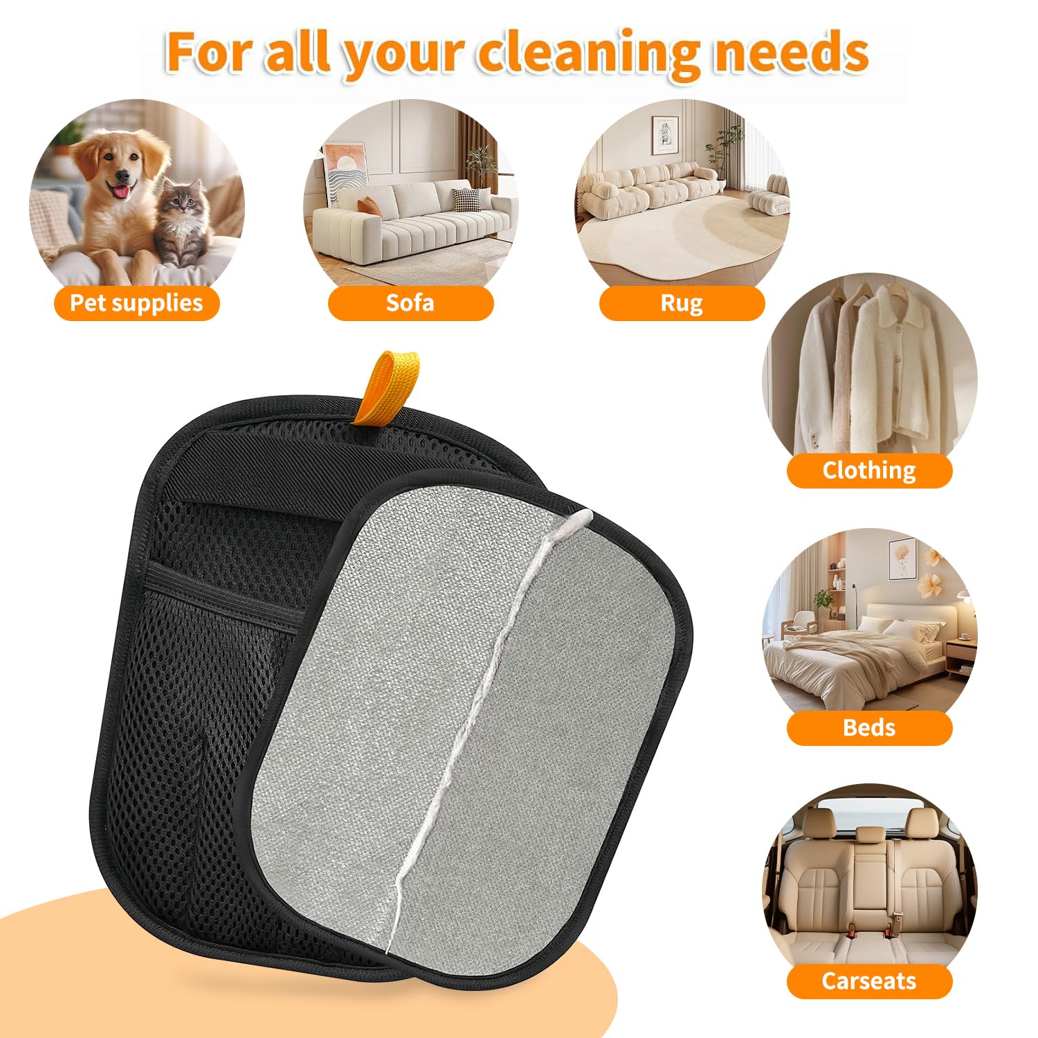 mirkir pet hair removal glove on sofa highlighting fabric-friendly cleaning.