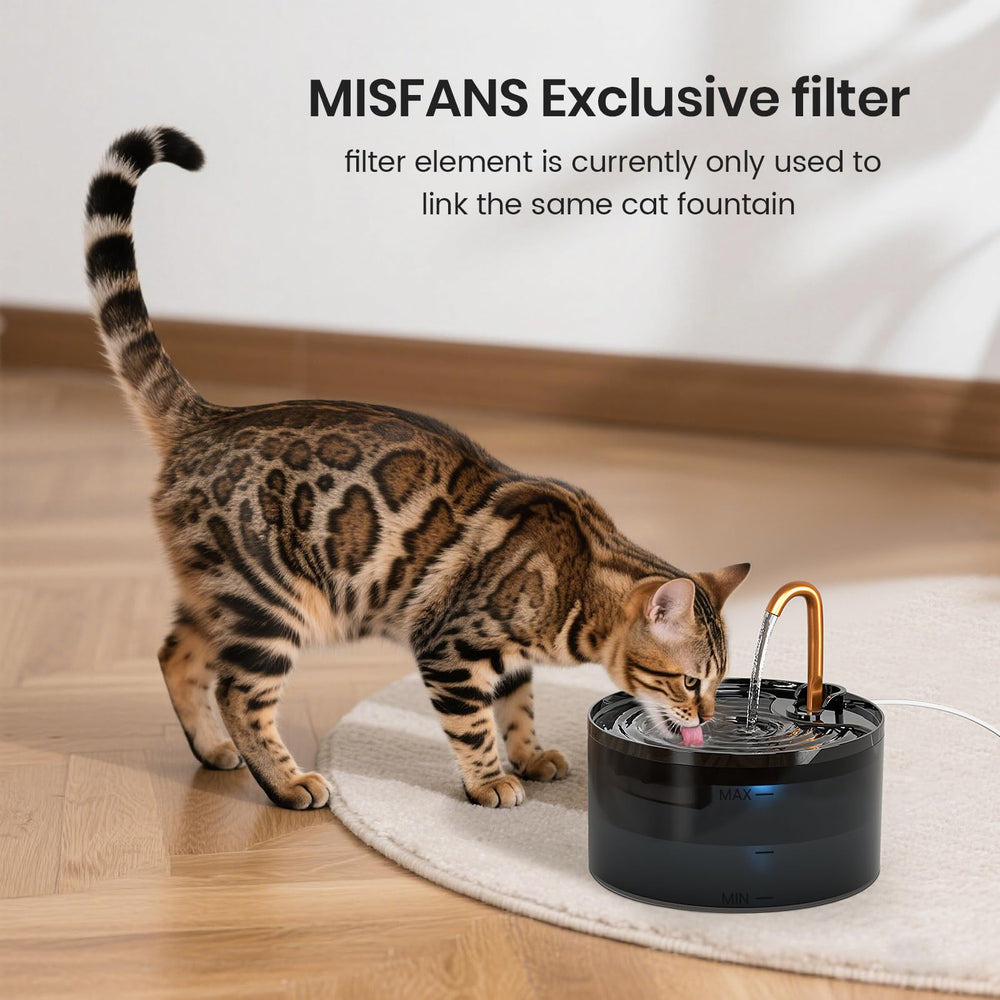 MISFANS activated carbon detail demonstrates purification for fresher tasting fountain water.
