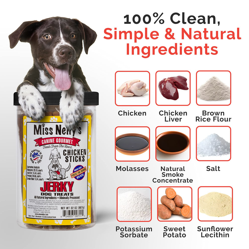 Miss Nelly's Chicken Jerky Small Batch Kitchen image conveys careful handcrafting and premium quality.